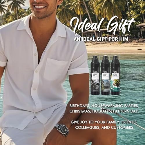 Body Spray for Men, Mens Body Refreshing Spray, Long Lasting, Pack of 3, Each 3.4 Fl Oz, Total 10.2 Fl Oz, Notes of Bergamot, Patchouli, Cedar, Leather