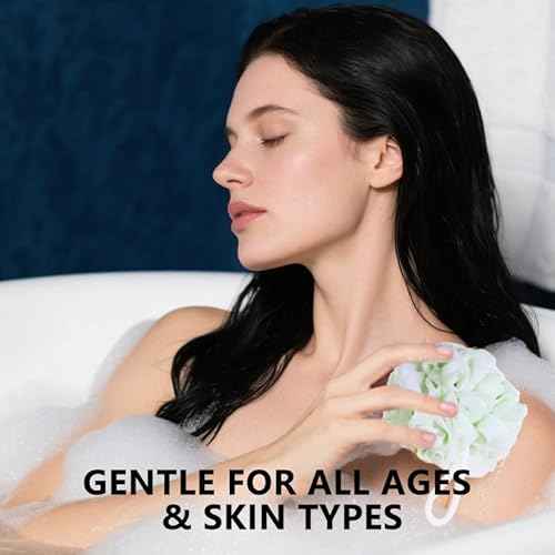 Shower Loofah Sponge for Men Women Body Scrubber Bath Sponge with Hanging Rope Exfoliating Shower Pouf Dense Mesh,Rich Lather(4-Pack)