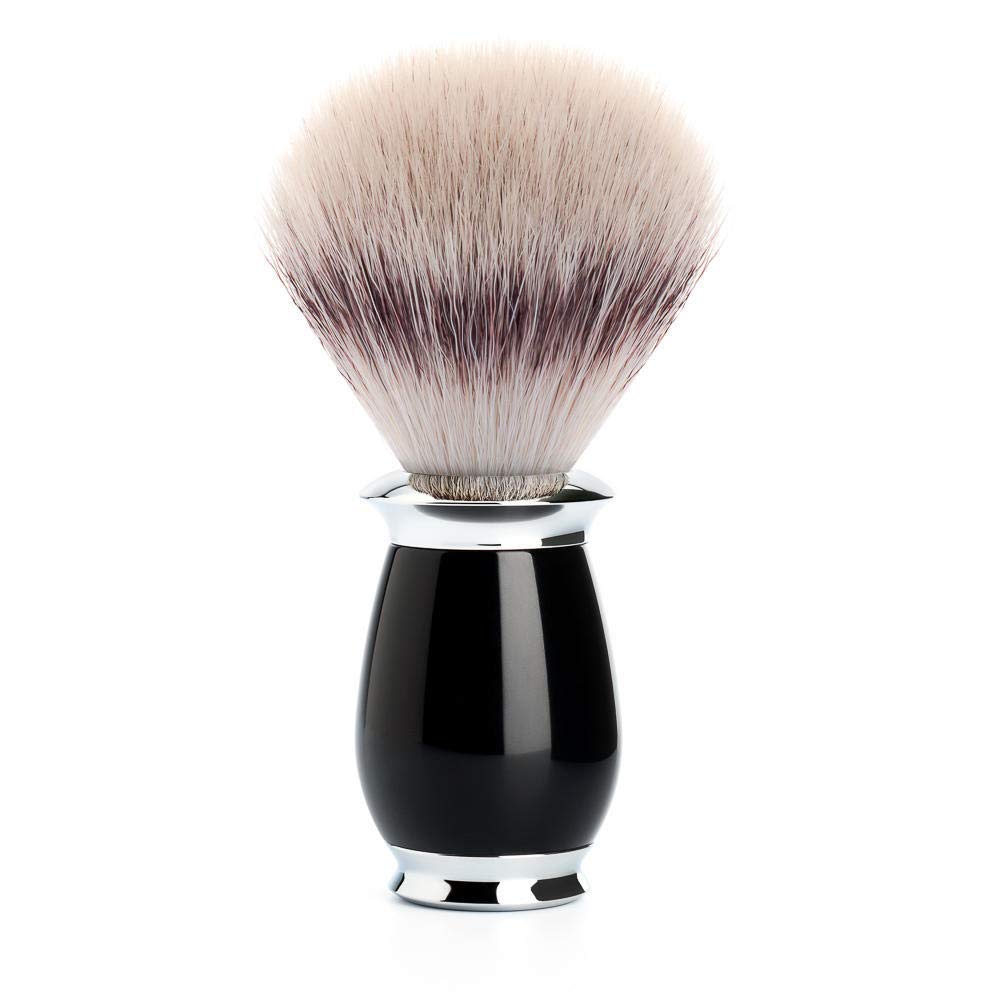 MÜHLE PURIST Black Silvertip Fiber Shaving Brush - Synthetic Luxury Shave Brush for Men, Rich Lather