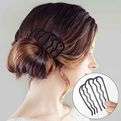 8 Piece U-Shape Hair Combs for Women's French Twist Updo and Bun Vintage Styling (Black)