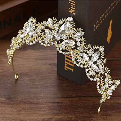 Gold Tiara Wedding Tiaras and Crowns for Women,Rhinestone Queen Women Princess Crown Birthday Headbands Prom Bridal Party Halloween Costume Christmas Gifts
