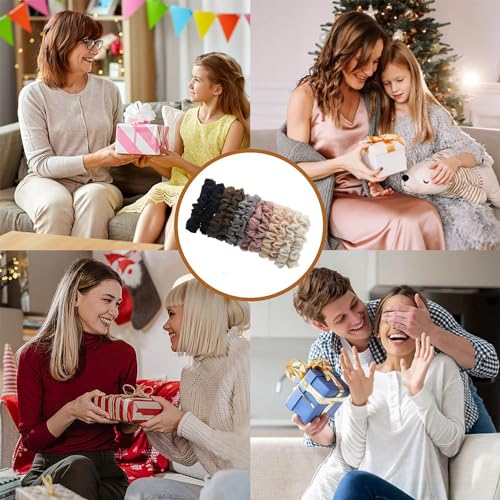 Satin Hair Tie Scrunchies for Women Small Mini Scrunchie Elastics Ponytail Holders Silk Satin Scrunchies for Curly Hair Soft No Damage Pony Tail Hair Ties with Box