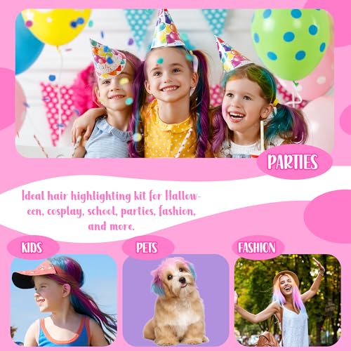 10-Pack Hair Chalk for Kids (Ages 4-12) & Teens - Washable Temporary Hair Dye for Girls, Easy to Apply & Remove, Ideal Gift for Birthday, Valentine's Day, Cosplay & Party Activities