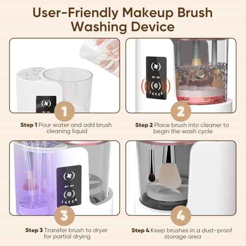 Electric Makeup Brush Cleaner 3-in-1 Automatic Brush Cleaning Machine, Dual-Direction Cleaning, Adjustable Drying, Fits All Brush Sizes, Efficient & Quick (Upgraded 2025 Edition)