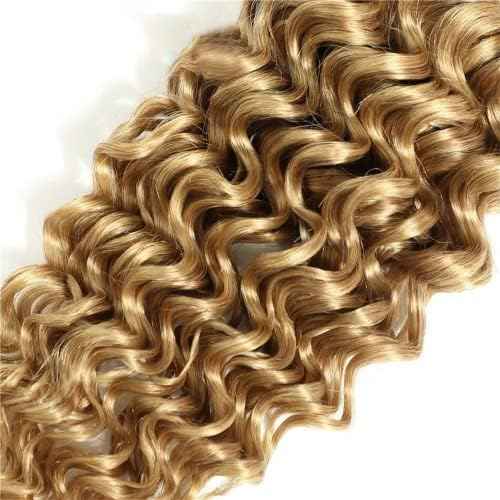 24 26 28 Inch Color 27 Bundles Human Hair Blonde Deep Wave Bundles Brazilian Virgin Remy Hair Extensions Double Weft Honey Blonde Human Hair Weave