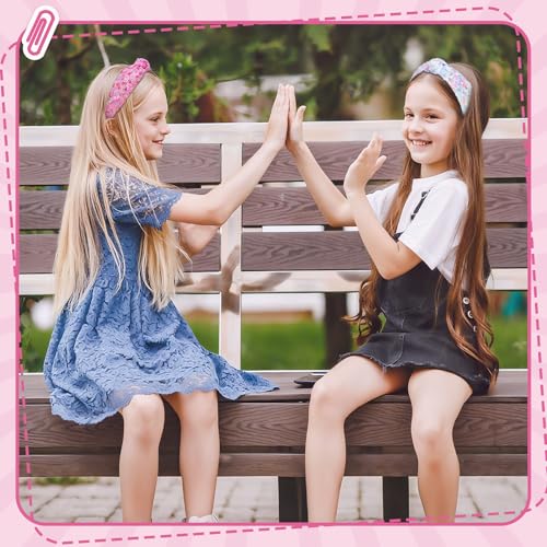 obeoby 2 Pack Sequin Headbands for Girls, Rainbow Knotted Headband Sparkly Hair Bands Stocking Stuffers for Kids Girls