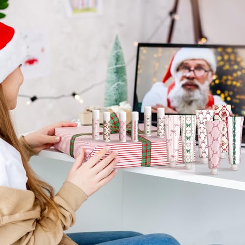 48 Sets Christmas Hand Cream and Lip Balm Bulk Gift Set, 6 Scents Coquette Bowknot Christmas Stocking Stuffer Travel Size Hand Lotion Lip Care Holiday Party Favor Gift for Women Staff Coworker