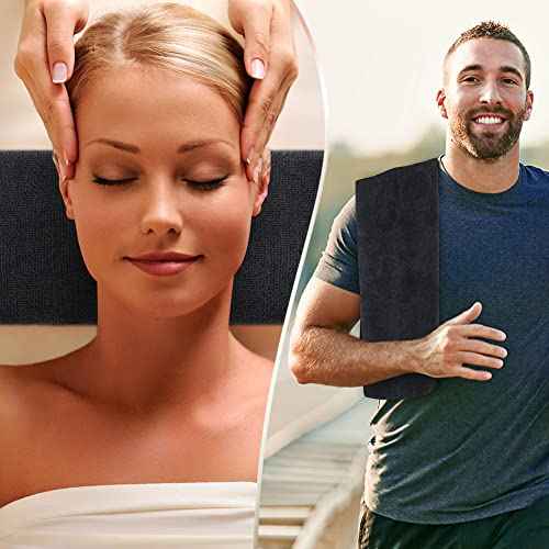 Orighty Black Salon Towel, Pack of 12 (Not Bleach Proof, 16 x 29 Inches) Super Soft and Absorbent Microfiber Hair Salon Towels for Salon, Hand, Gym, Bath, Spa and Home Hair Care