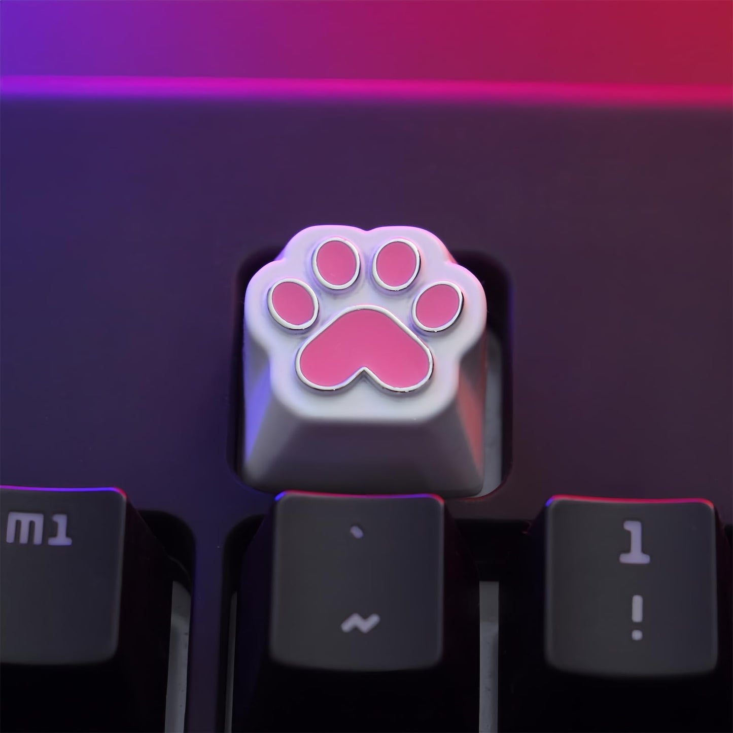 ZMX Custom ESC Keycaps,Artisan Aluminum Alloy Metal Keycaps for RGB Gaming Keyboard Backlight Personalized Keycaps for Cherry MX Switch Mechanical Keyboard R4 Height DIY Keycaps (Pink Cat-Paw)