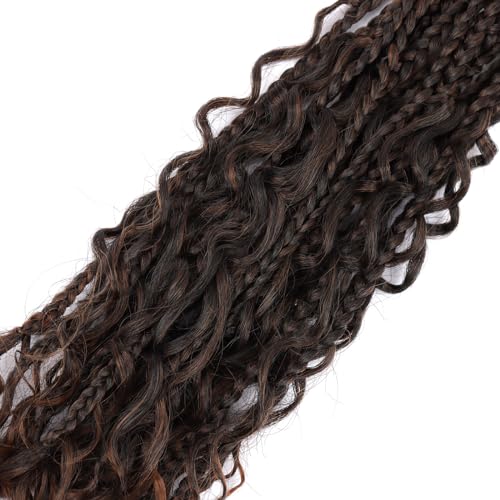 18 Inch Goddess Box Braids Crochet Hair 8 Packs Crochet Hair for Black Women Boho Box Braids Crochet Hair with Curly Ends Bohomian Box Braids Synthetic Braiding Hair Extensions T30#