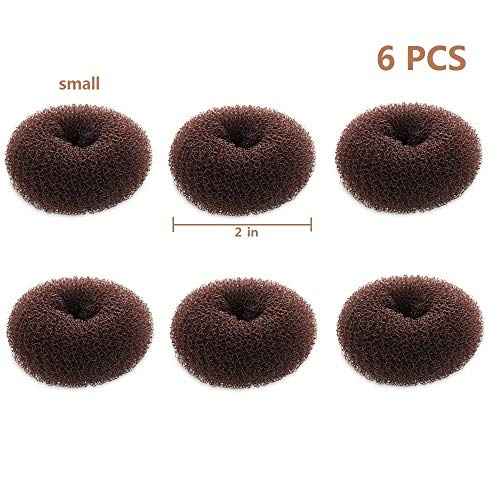 Extra Small Bun Makers for Kids, 6 PCS Chignon Donut Sock Forms for Girls, Mini Doughnut Shapers for Short and Thin Hair (2 Inch, Dark Brown)