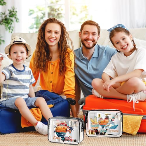 6 Pcs Clear Cruise Makeup Bags Gifts, Cruise Essentials Beach Cosmetic Bag for Women, Cruise Ship Survival Kits, Travel PVC Waterproof Toiletry Bags for Girls Sister Daughter Nurse Teacher