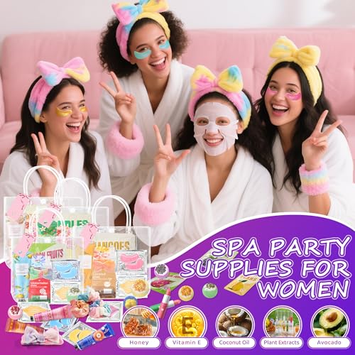 136 PCS Party Favors Bags for Eye Mask Lip Balm Hand Cream & Face Mask Skincare, Foot Spa Bath Bomb & Headband, Bachelorette Party, Retirement Graduation, Friendship, Sister & Birthday Gifts for Women
