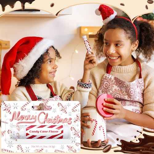 25 Pcs Christmas Peppermint Candy Flavor Lip Balms Bulk Peppermint Candy Gingerbread Hot Cocoa Cookie Cinnamon Flavor Lip Balms Christmas Party Gifts Stocking Stuffers for Employee Staff