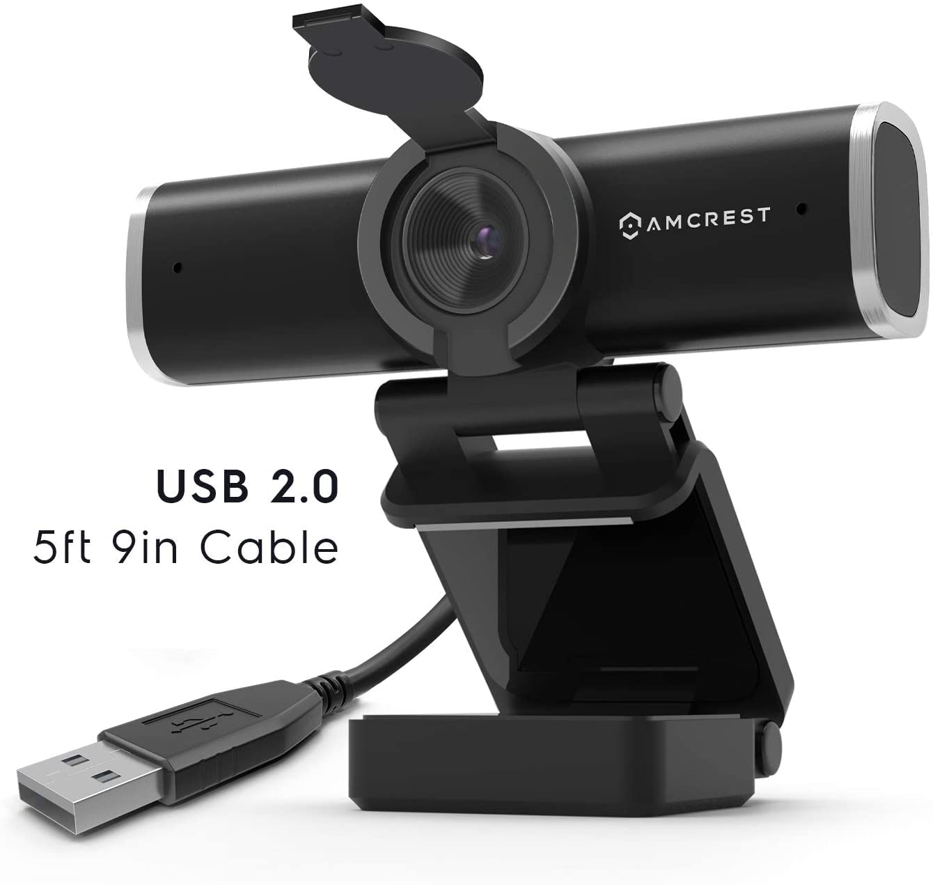 Amcrest 4-Megapixel Webcam w/Microphone & Privacy Cover, Web Cam USB Camera, Computer HD Streaming Webcam for PC Desktop & Laptop w/Mic, Wide Angle Lens & Large Sensor for Superior Low Light (AWC496)