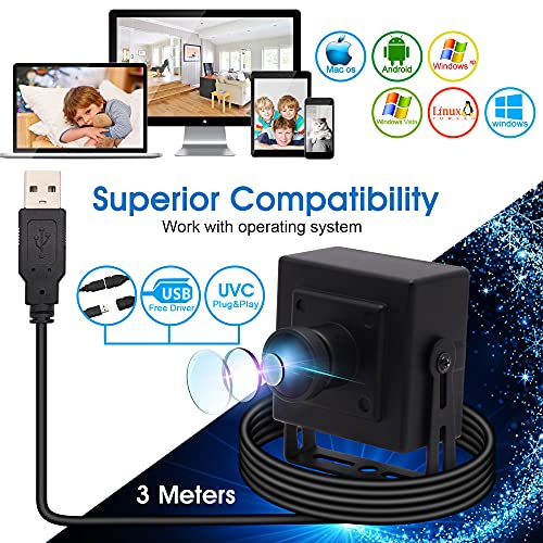 ALPCAM 4K USB Camera Ultra HD 2160P Webcam with IMX317 Sensor,170 Degree Fisheye Lens USB Camera Module with Dual Microphone, Plug and Play USB Webcam for Windows/Mac/Linux/Raspberry Pi