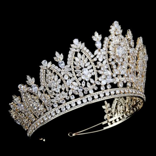 QXMYOO Large Wedding Crowns Cubic Zirconia Sweet 16 Birthday Prom Quinceanera Tiaras for Women CZ Crystal Bridal Headpieces