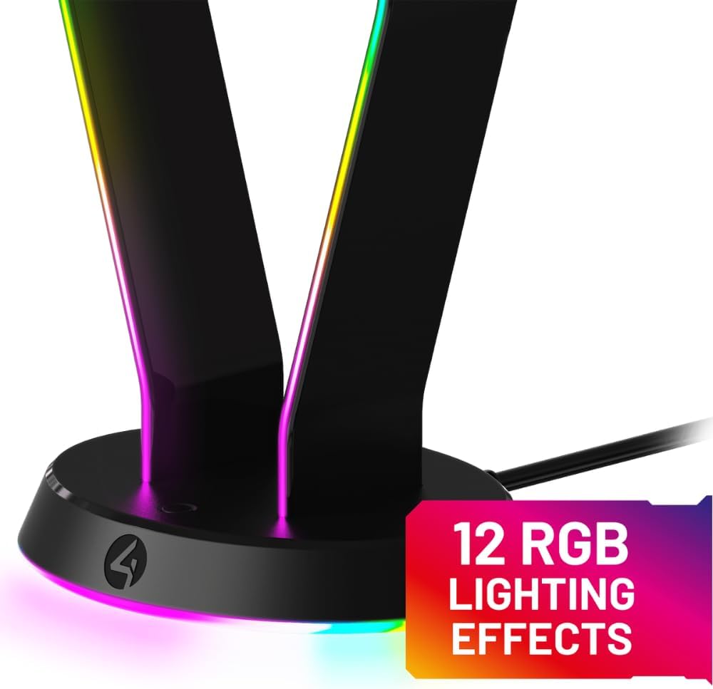 4Gamers Light Up Headset & Stand Bundle - Compatible with Gaming Consoles, PC, Mobile and Tablet