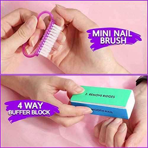 HNYYZL Manicure Kit - Nail File, Buffer, Cuticle Clipper, Pusher & Brush for Salon Nail Art