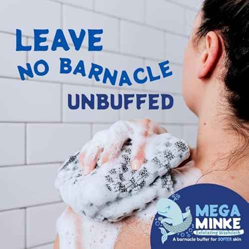 JJ KENT MEGA Minke Exfoliating Washcloth - Reusable Exfoliating Body Scrubber and Dead Skin Remover for Super Soft Skin - Rip-Resistant Large Washcloths for Showering