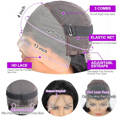 Body Wave Lace Front Wigs Human Hair 13x4 Frontal Wigs Human Hair HD Lace Pre Plucked Wigs for Women Glueless Wigs Lace Front Wigs Body Wave Wig 28 Inch