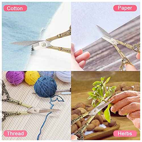 Professional Manicure Scissors, EBANKU Vintage Stainless Steel Cuticle Precision Beauty Grooming for Nail, Facial Hair, Eyebrow, Eyelash, Nose Hair (Gold)