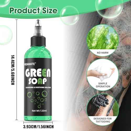 Green Tattoo Soap 4OZ with Foaming Bottle 120ml, Tattoo Soap Tattoo Supplies for Tattoos Piercings, Clean Skin Equipment
