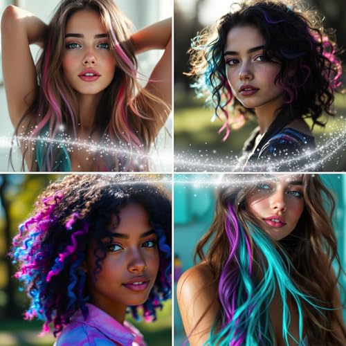 12 Hair chalks, 12 NEON & METALLIC hair chalk, Non-Toxic Easy Washable Hair Dye Colourful, METALLIC & NEON hair chalk - Perfect for Festivals, Halloween, Parties, hair chalks for girls