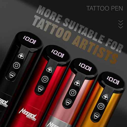 Neebol Wireless Tattoo Gun Kit, Rotary Tattoo Pen with 6h Battery Life, Digital Screen Display, Extra Black Ink, Complete Tattoo Gun Kit for Beginners and Professionals, Cordless Machine, Pink