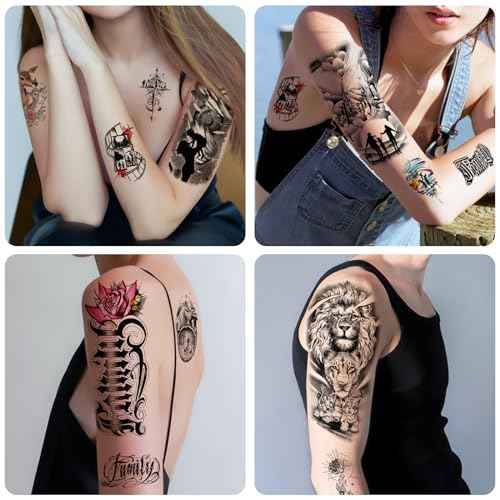 77 Sheets Family Temporary Tattoos - Fake Tattoos for Couple Dating, Family Gathering - Unity Symbol Tattoos for Valentine, Mother's Day, Father's Day, New Year Easter Gift