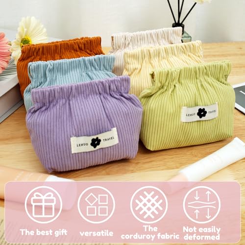 6Pcs Mini Pocket Makeup Bag Travel Corduroy Makeup Pouch Cute Small Cosmetic Bag Squeeze Top Coin Purse Portable Makeup Pouch Travel Purse Organizer Storage for Women Accessories Gift, 6pcs, Makeup
