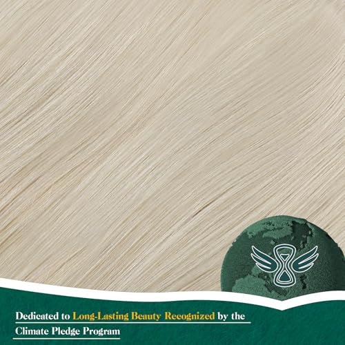 Easyouth Wire Hair Extensions Blonde Invisible Wire Hair Extensions Human Hair White Blonde 16 Inch 80g Secret Fish Line Hair Extension Soft Hair One Piece Hair Extension Natural Look