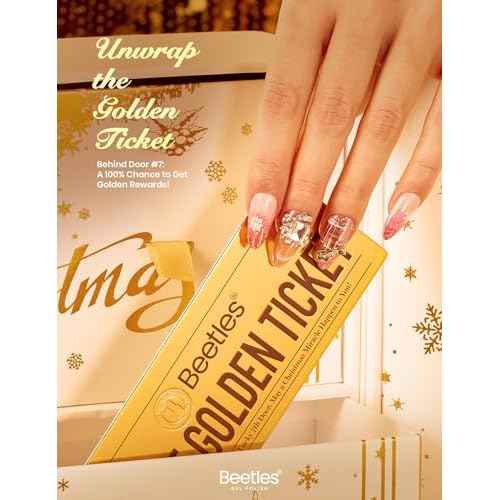 beetles Gel Polish Gilded Boutique Christmas Advent Calendar ? 24 Luxury Days of Gel Nail Polish Colors, Premium Gifts Box with Cat Eye Gel, Nail Care Tools & Mini UV Lamp for Women Holiday Gifting