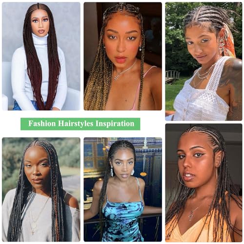 Youthfee 13x8 HD Lace Front Cornrow Braided Wigs for Women Braid Wig with Baby Hair Burgundy Middle Parted Box Braided Wig Premium Synthetic 36 Inch
