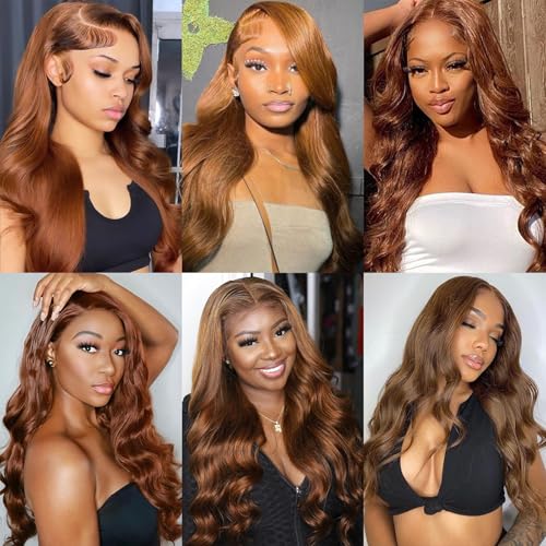 Chocolate Brown Lace Front Wig Human Hair 12A 250% Density HD Glueless Colored Brown 13X6 Body Wave Lace Front Wigs Human Hair pre Plucked with Baby Hair 24 Inch
