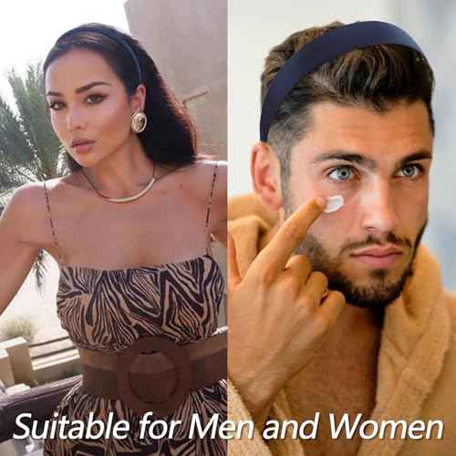 VELSCRUN Headbands for Women 7 Pcs Different Navy Blue Knotted Solid Pearl Head Bands Non Slip Hair Band for Womens Gilrs Thin Thick Short Hair Fashion Accessories