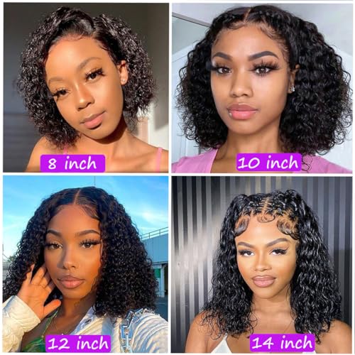 Short Curly Bob Wigs Human Hair 16 Inch 13x4 Hd Transparent Lace Front Wigs Curly Wigs For Black Women Lace Frontal Wigs Human Hair Pre Plucked With Baby Hair Short Deep Curly Wig 150 Density