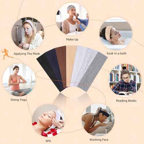 Headbands for Women, Stretchy Non Slip Soft Cotton Cloth Hair Bands for Sports, Workout, Yoga and Running, 7pcs