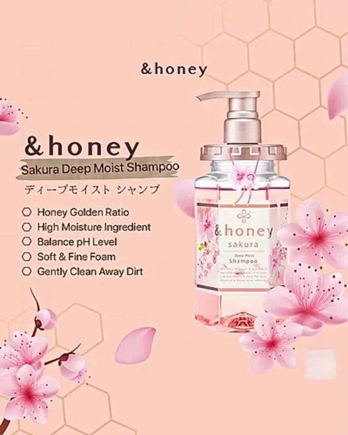 &honey Deep Moist Shampoo and Treatment Set, Sakura Edition with Hair Tie in Sprout Talk's package