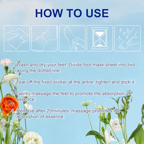 Hand and Foot Mask Set, 3pk Foot Mask & 3pk Hand Mask for Dry Cracked Hand Heel, Glove & Socks with Nicotinamide + Shea Butter + Goat Milk