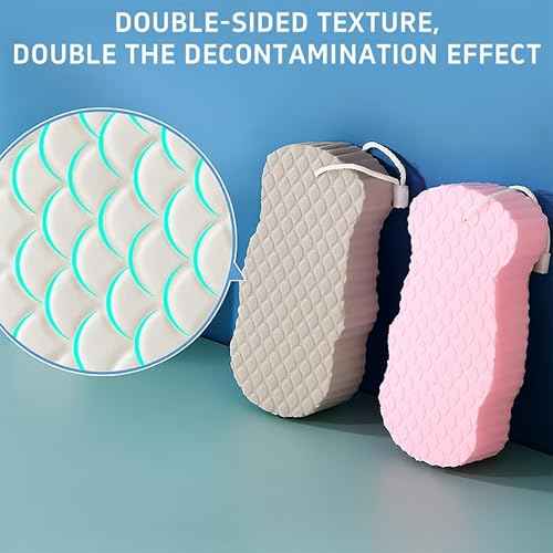 Magic Exfoliating Bath Sponge, Super Soft Exfoliating Bath Sponge£¬Skin Friendly & Reusable,Remover Dead Skin for All Skin Types,for Men Women (2PCS-Pink+Gray)