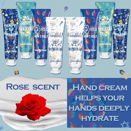 12 Pcs Hanukkah Hand Cream Gifts Set Hand Lotion Travel Proper Size Bulk for Women Hanukkah Mini Cremas Para Manos for Moisturizer Cream for Chanukah Advent Party Gifts