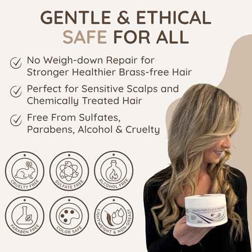 VITAMINS hair cosmetics Keratin Purple Hair Mask - Blue Hair Mask Deep Conditioner Treatment - Blonde Toner to Neutralize Brassiness in Brassy Blonde, Silver, White, Gray & Brown Locks