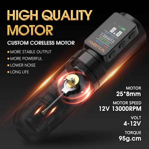 Ambition Soldier Max Tattoo Machine Rotary Tattoo Gun with 2400mAh Battery Billing Function Frequency Mode Stabilizing System Supply for Professional Tattoo Artists
