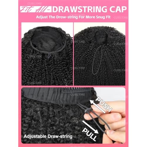 Curlyme Drawstring Half Wig Human Hair Flip Over Kinky Straight No Lace Glueless Drawstring Invisible Hairline Beginner Friendly Wear Go Wig For Women Clip In Headband Wig195% Density 16 Inch