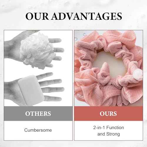 3 Pcs Soap Bar Loofah, 2 in 1 Bar Soap Loofah Pouch Can Hold Soap Effective Exfoliation for Bathing (Khaki + Coffee + Pink)