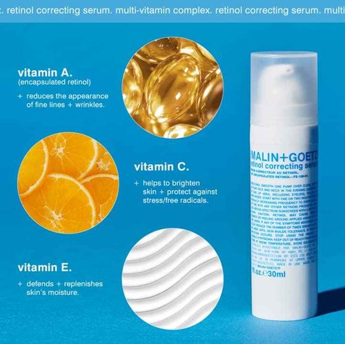 MALIN+GOETZ Retinol Correcting Serum | Multi-Vitamin Retinol Serum with Vitamins A, C, E + Superoxide Dismutase | Smooths Texture, Brightens, Firms + Reduces Fine Lines | Vegan + Cruelty-Free(1 Fl Oz)
