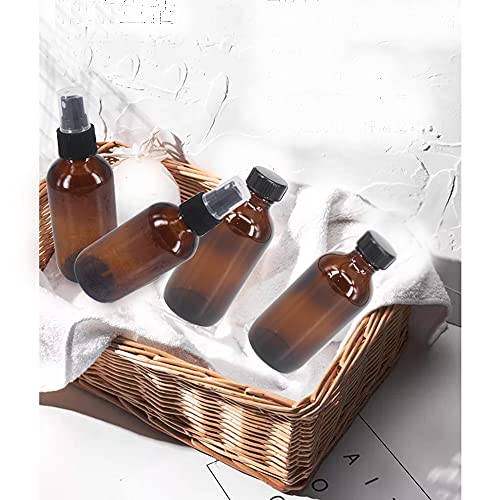 12 Pack 4 oz Amber Glass Spray Bottles 4oz Fine Mist Spray Bottle For Essential Oils, Perfumes, Alcohol, Watering Flowers, Cosmetic Spray Bottle, Refillable Liquid Containers