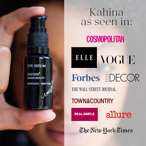 Kahina Eye Serum for Dark Circles, Eye Bags, and Puffiness - 0.5 fl oz - Light, Fast-Absorbing Under Eye Serum Reduces Fine Lines and Wrinkles - Anti Aging Serum Manufactured in the USA