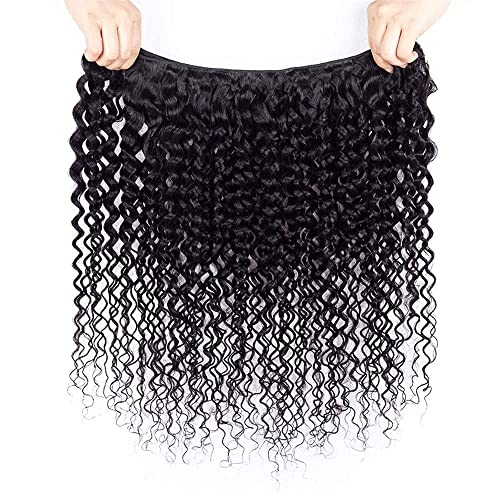 Kinky Curly Human Hair Bundles Thick Brazilian Virgin Curly Weave Bundles Human Hair 100% Unprocessed Double Weft Natural Black Color Can Be Dyed 100g 16 Inch